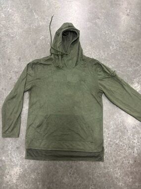 Fried Denim NYC Olive Green Faux Suede Pullover Hoodie Medium